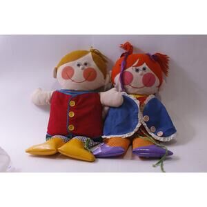 1970, Playskool, Dapper Dan, Dressy Bessy, Cloth Dolls, Plush, ~ 250827-WH 553